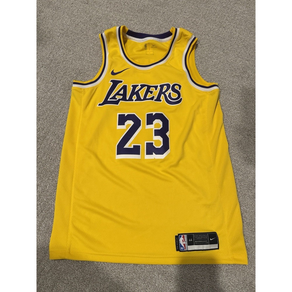 Nike Los Angeles Lakers LeBron James 23 Dri Fit Jersey Yellow Mens Medium 44